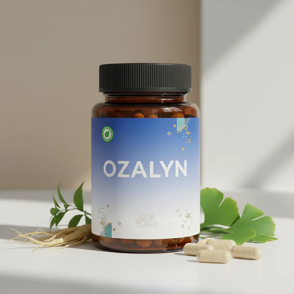 Ozalyn plantaardig voedingssupplement - slanke druppelfles met paars etiket